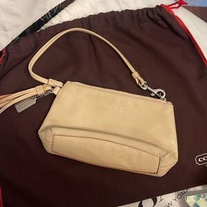 Coach Beige Leather Wristlet